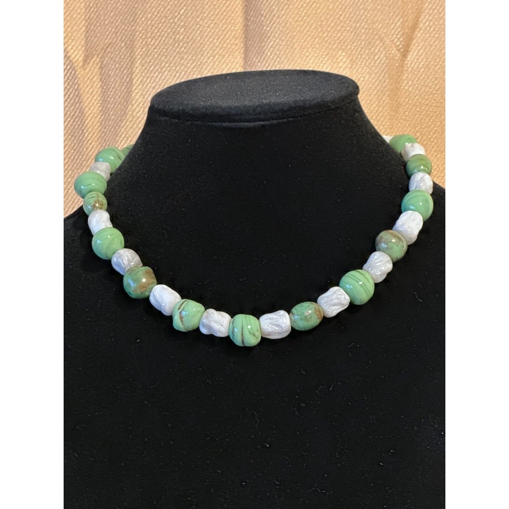 Vintage white and green necklace.